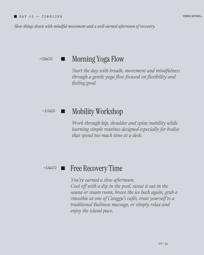 Bali Unlock: Built to Move itinerary page 6