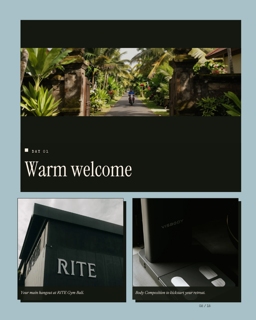 Bali Unlock: Built to Move itinerary page 1
