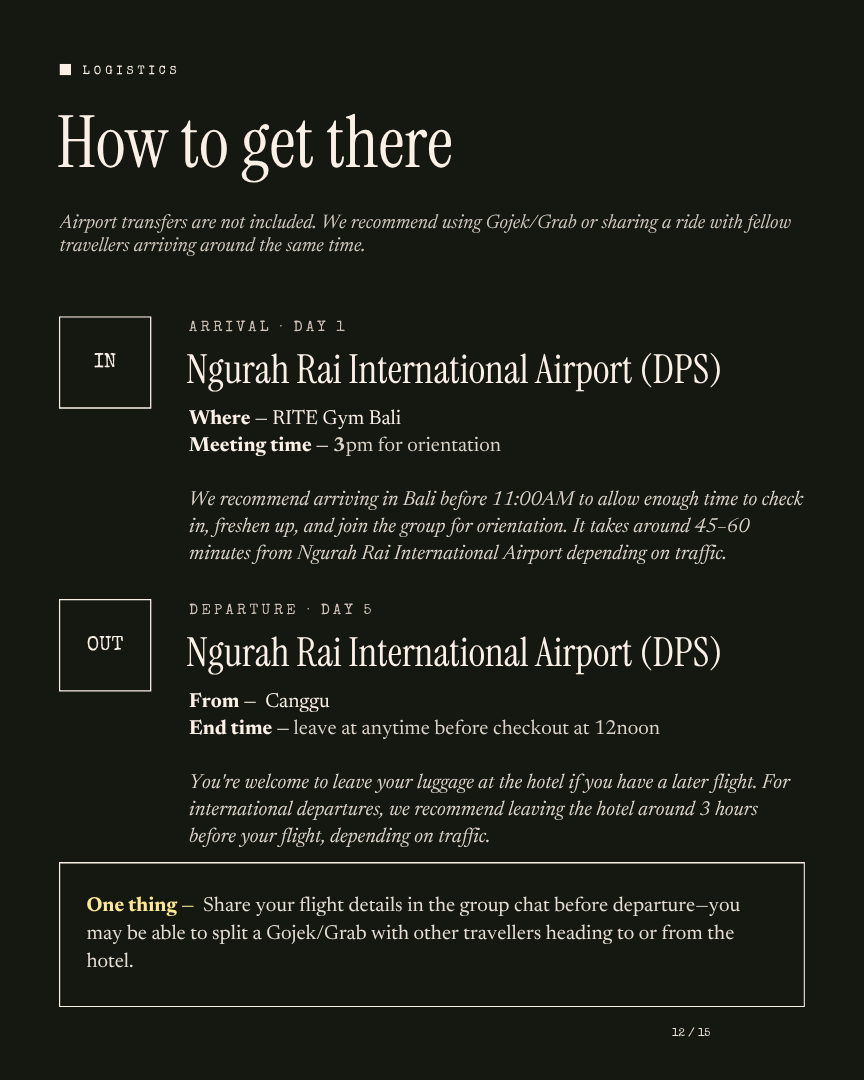 Bali Unlock: Built to Move itinerary page 11