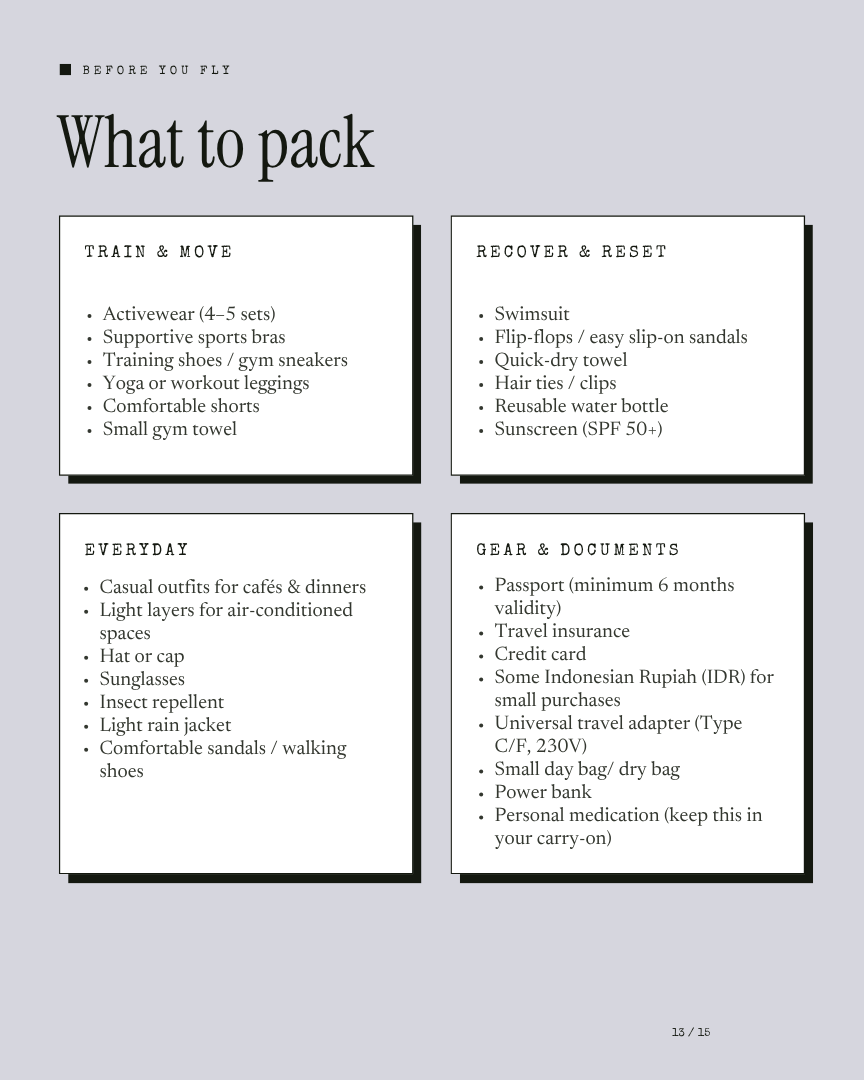 Bali Unlock: Built to Move itinerary page 12