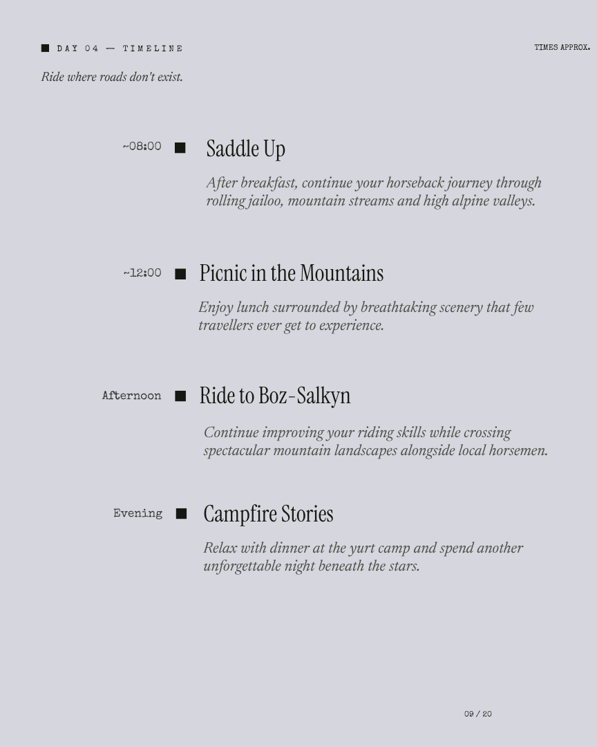 Kyrgyzstan Unlock: Horse Trek itinerary page 8