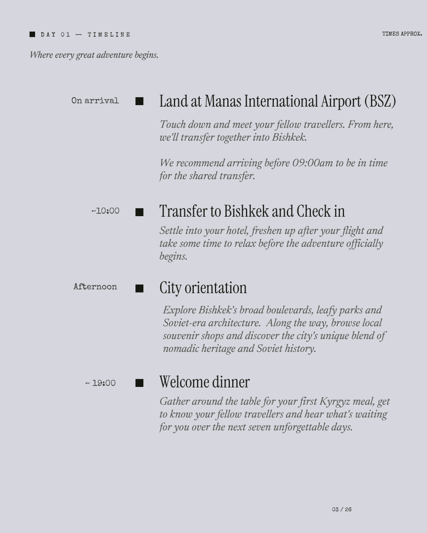 Kyrgyzstan Unlock: Horse Trek itinerary page 2