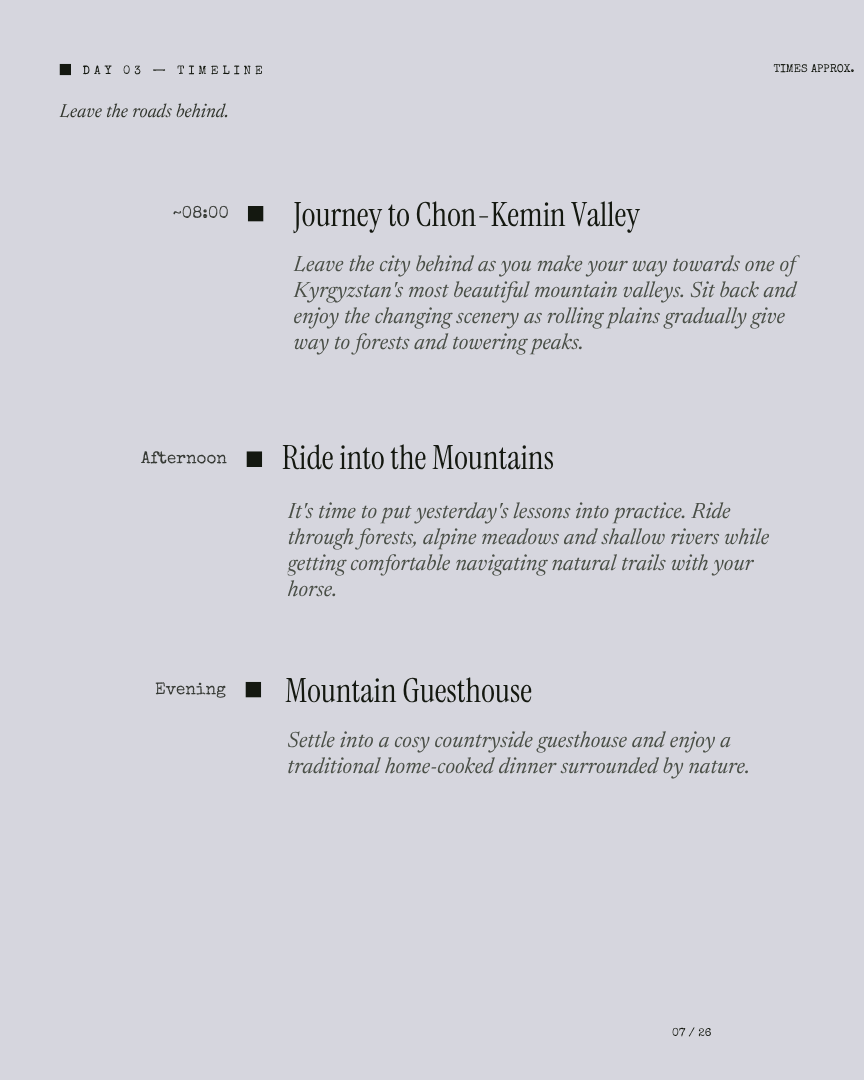Kyrgyzstan Unlock: Horse Trek itinerary page 6