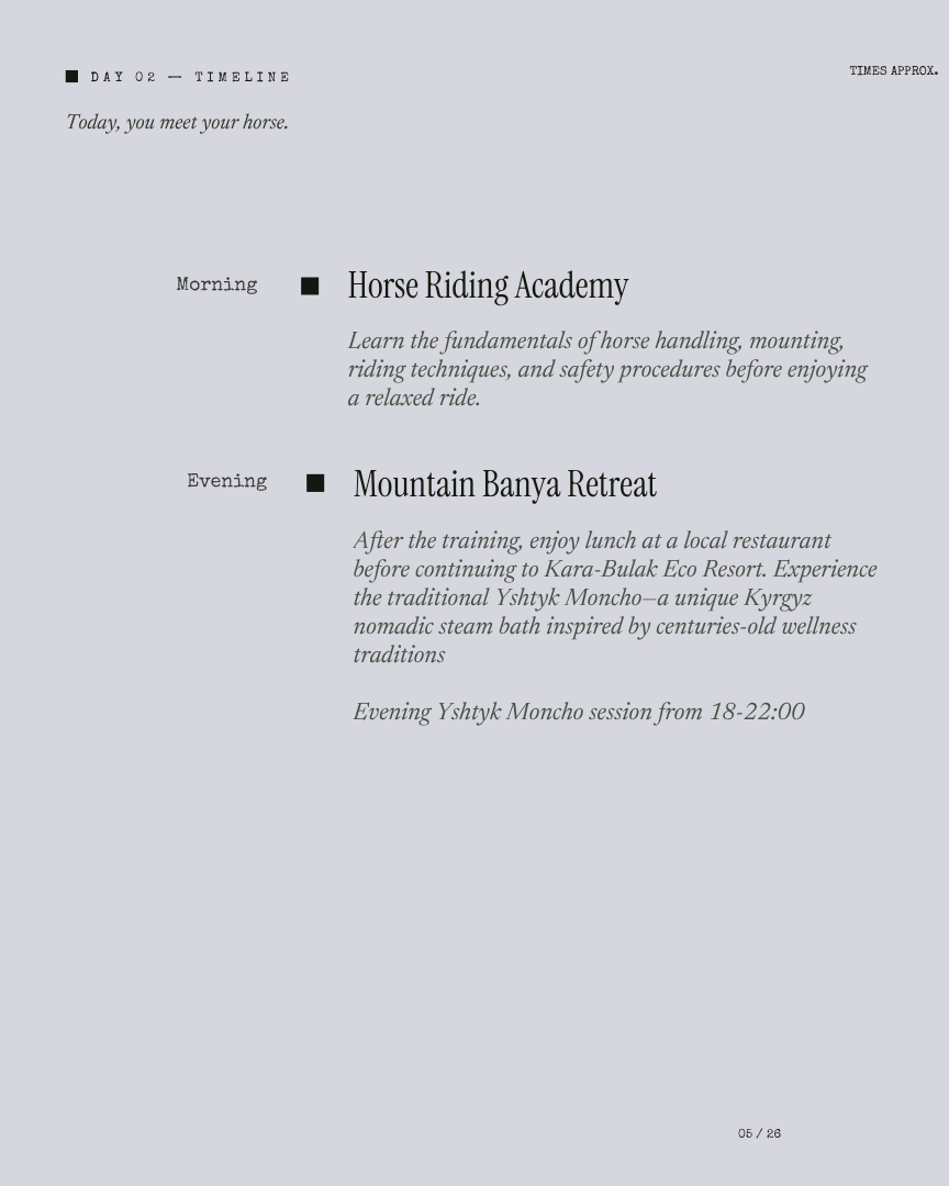 Kyrgyzstan Unlock: Horse Trek itinerary page 4