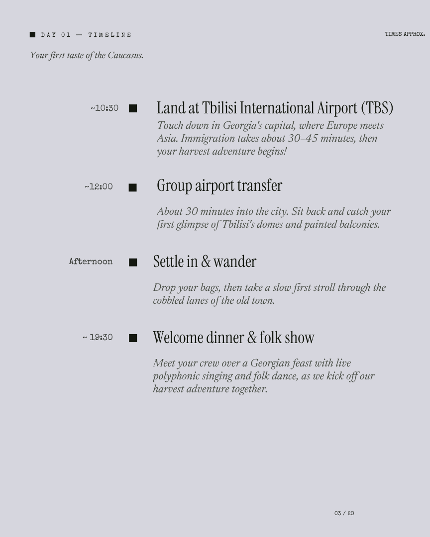 Georgia Unseen: Wine Harvest and Caucasus Mountains itinerary page 2