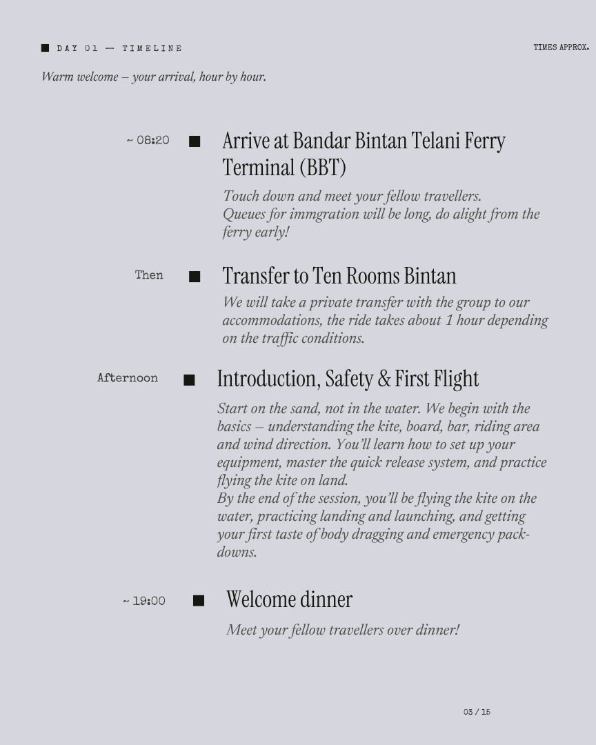 Kitesurf Unlocked: Bintan Getaway itinerary page 2