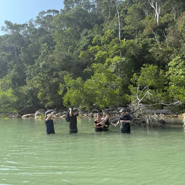 Short river crossing that (may) get up to your neck level!