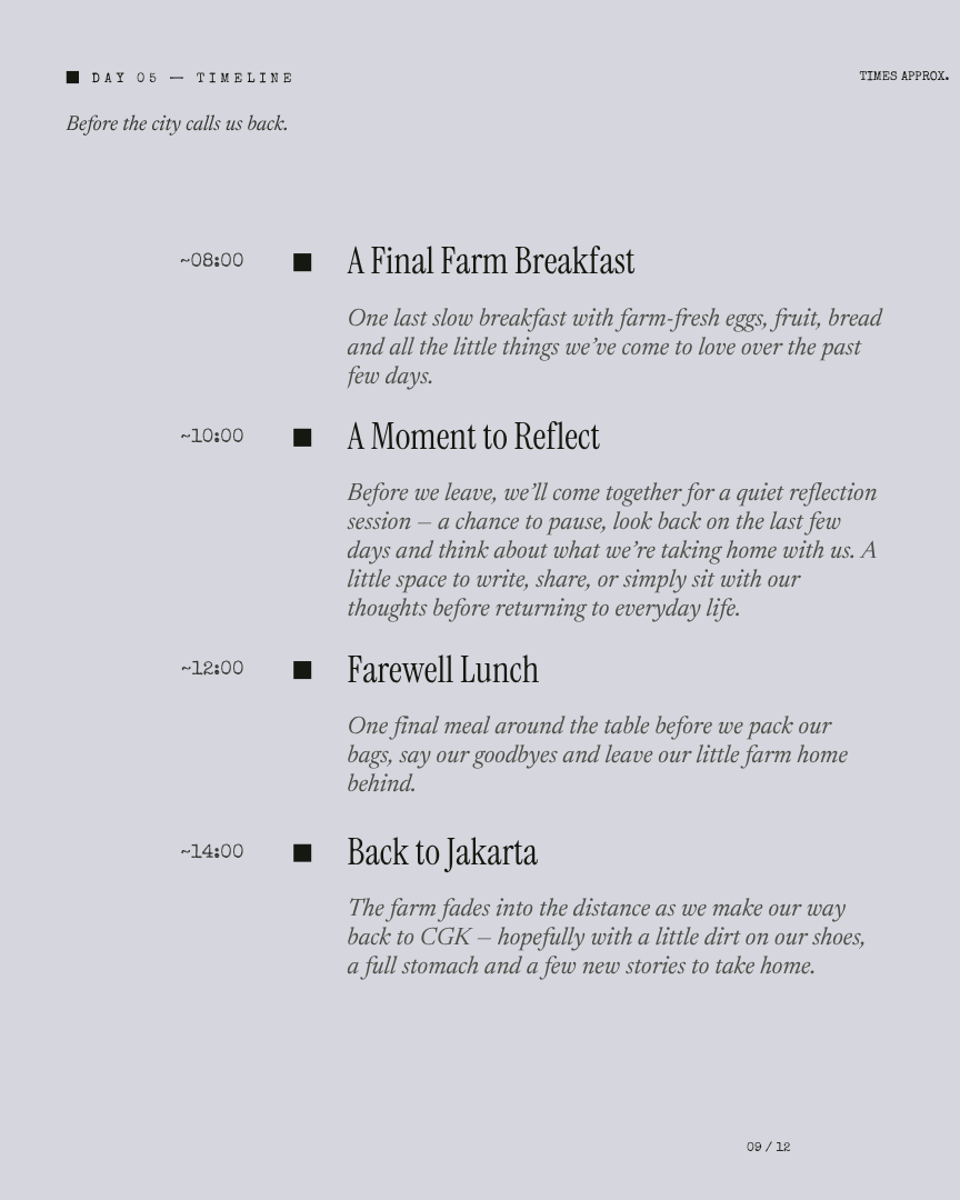 Farmcation Unwind: A Getaway from Jakarta itinerary page 8