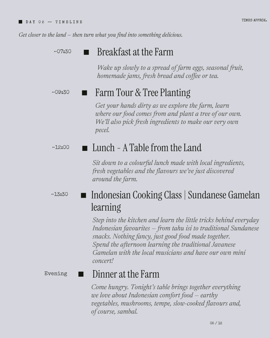Farmcation Unwind: A Getaway from Jakarta itinerary page 4