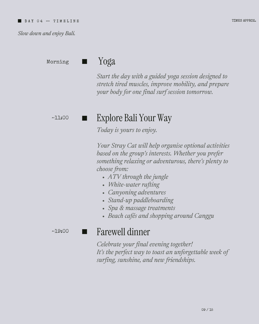 Bali Unlock: Surf Camp itinerary page 8