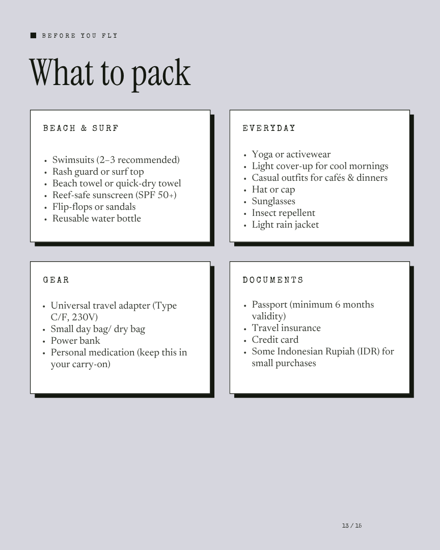 Bali Unlock: Surf Camp itinerary page 12