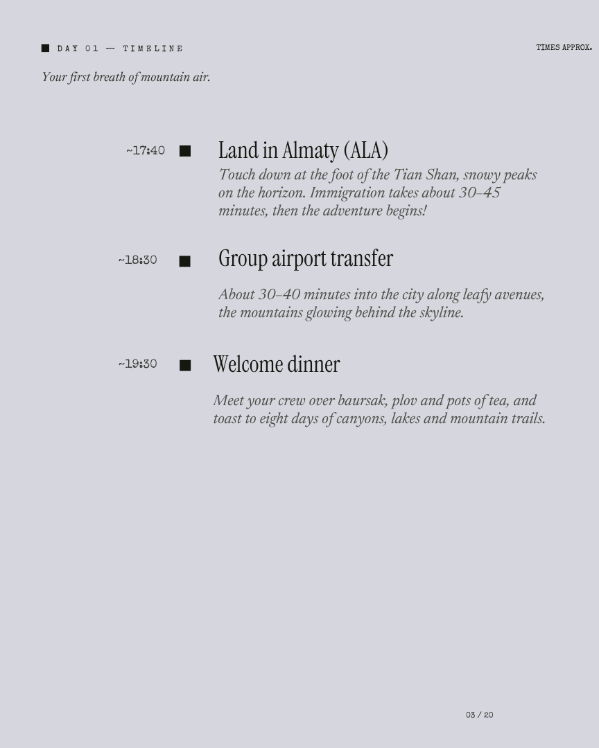 Kazakhstan Unseen: Canyons, Steppe & Alpine Lakes itinerary page 2
