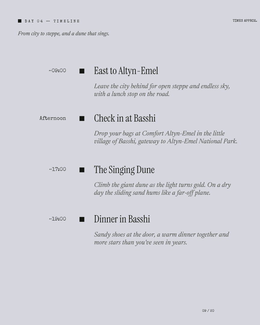 Kazakhstan Unseen: Canyons, Steppe & Alpine Lakes itinerary page 8