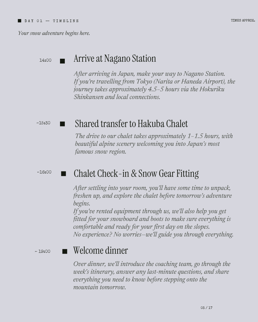 Hakuba Unlock: Beginner Snowboard itinerary page 2