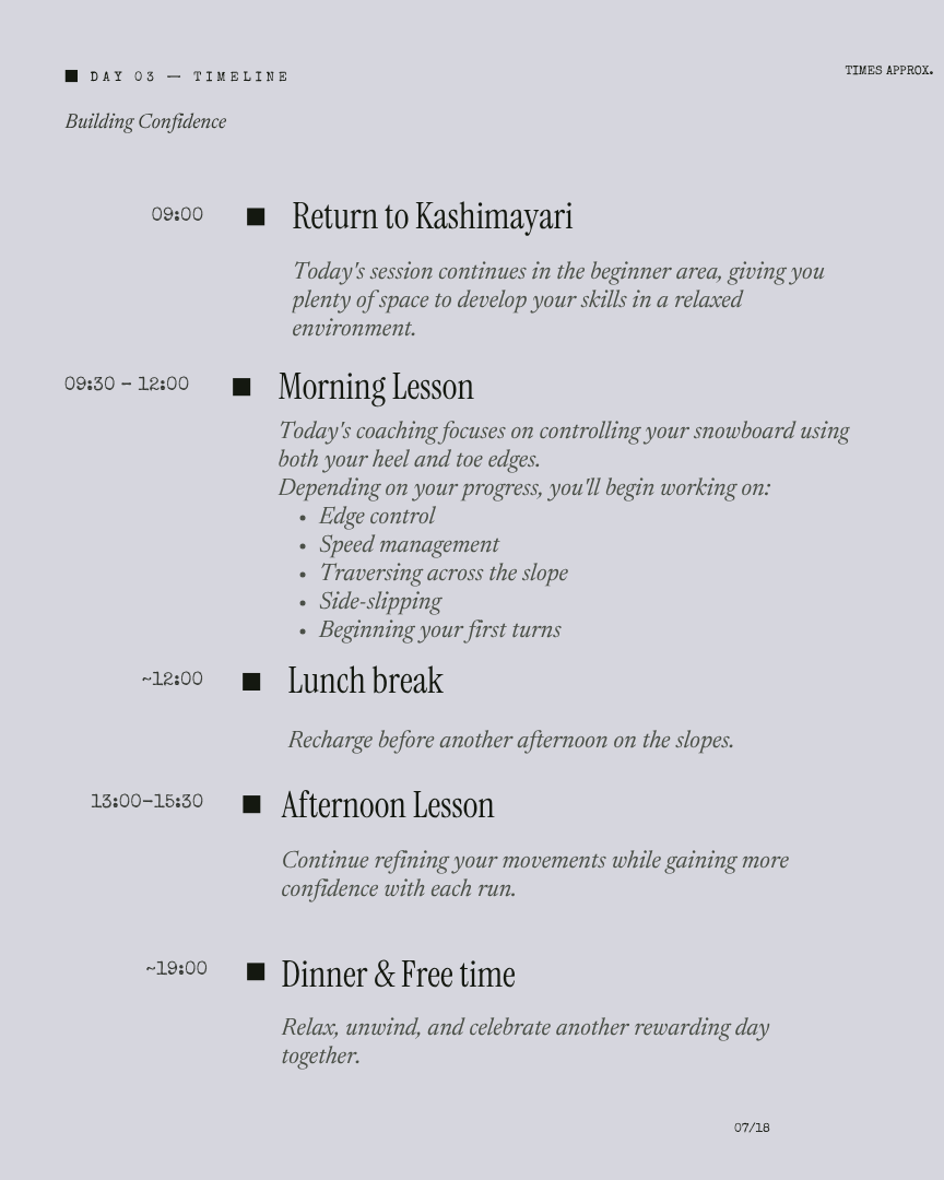 Hakuba Unlock: Beginner Snowboard itinerary page 6