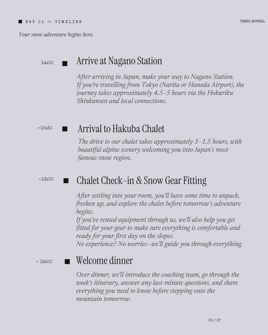 Hakuba Unlock: Beginner Snowboard OR Ski itinerary page 2