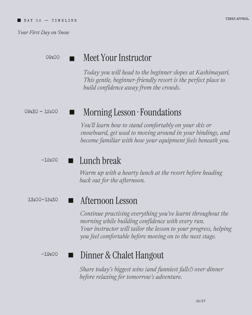 Hakuba Unlock: Beginner Snowboard OR Ski itinerary page 4