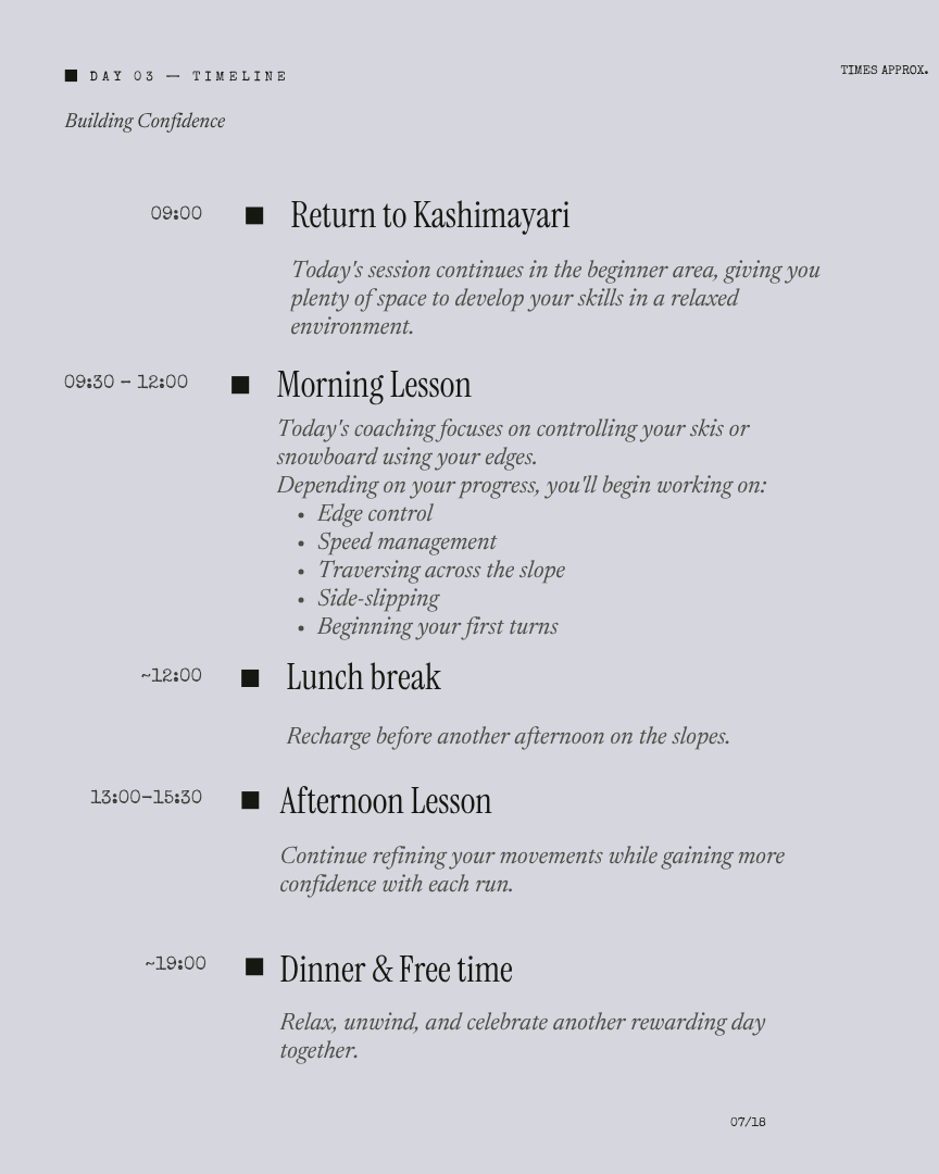 Hakuba Unlock: Beginner Snowboard OR Ski itinerary page 6